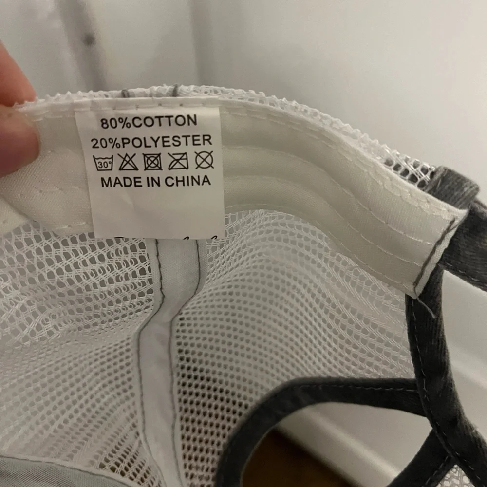 New without tags Ballcap Gray Distressed American Flag Patch with bun hole - Picture 11 of 12